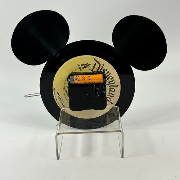 Vtg Disneyland Aesop Record Mickey Mouse Wall Clock Handmade Vinyl Art 9"x7.5" - Picture 3 of 7
